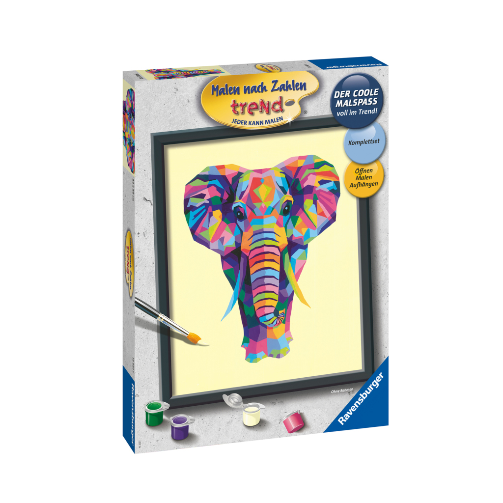 Ravensburger Schilder Op Nummer Kleurrijke Olifant afbeelding