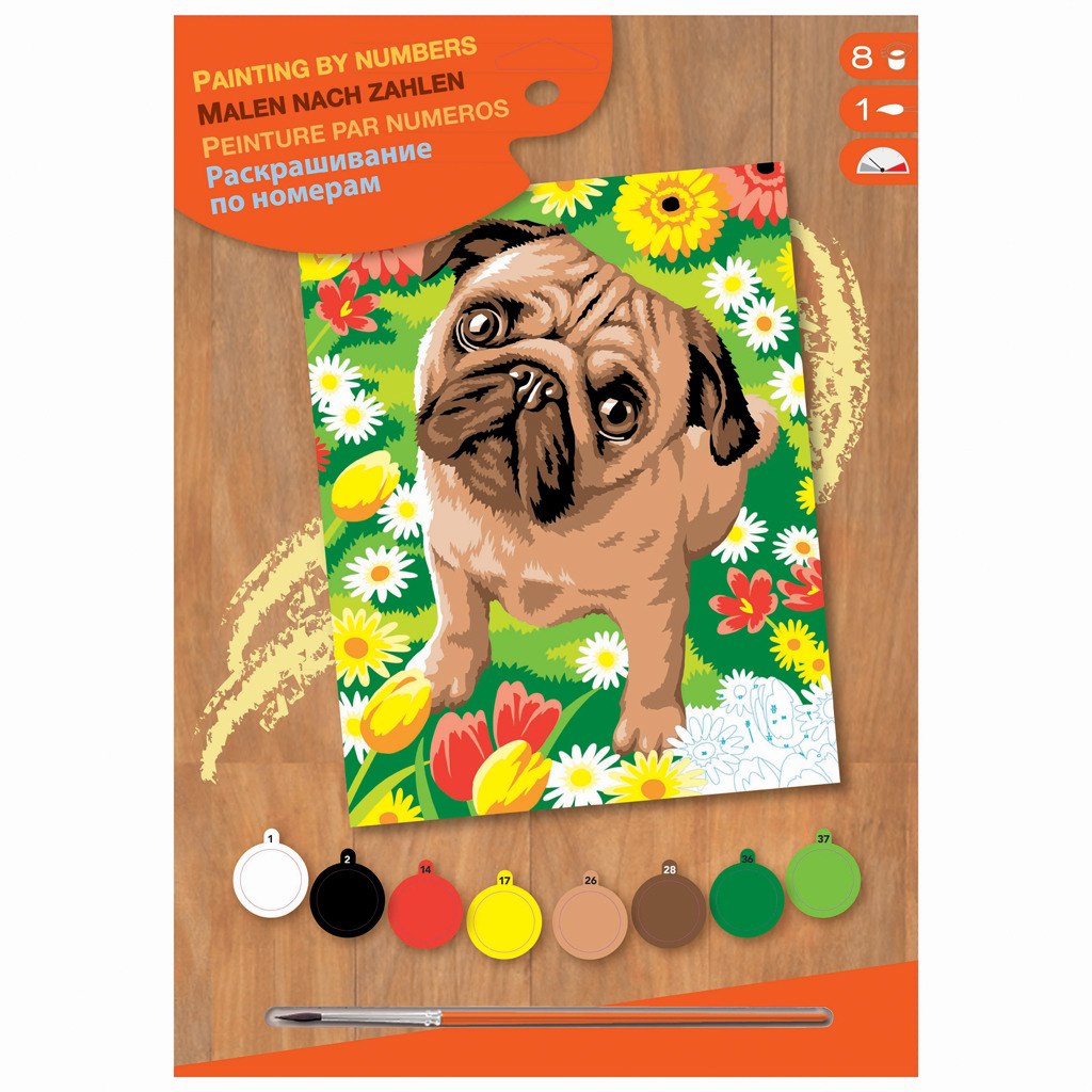 Schilderen Op Nummer Pug Dog afbeelding