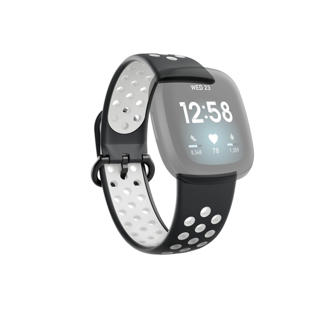 Hama Sportpolsband voor Fitbit Versa 3/4/Sense (2), ademend horlogebandje, zw.