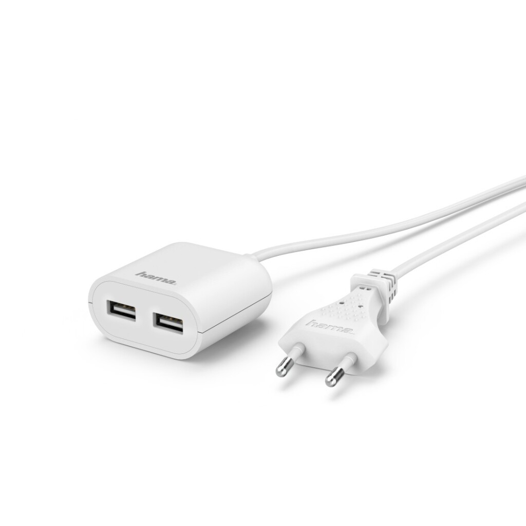 Hama USB-netadapter Met Kabel 2,4A 2 Uitgangen 1,9 M Wit