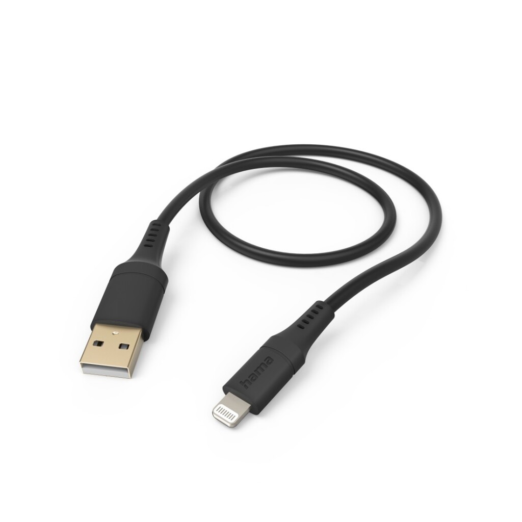 Hama Oplaadkabel Flexible USB-A - Lightning 1,5 M Silicone Zwart