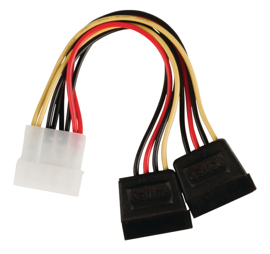 Internal Power Cable Molex Male - 2x SATA 15-Pin Female 0.15 m