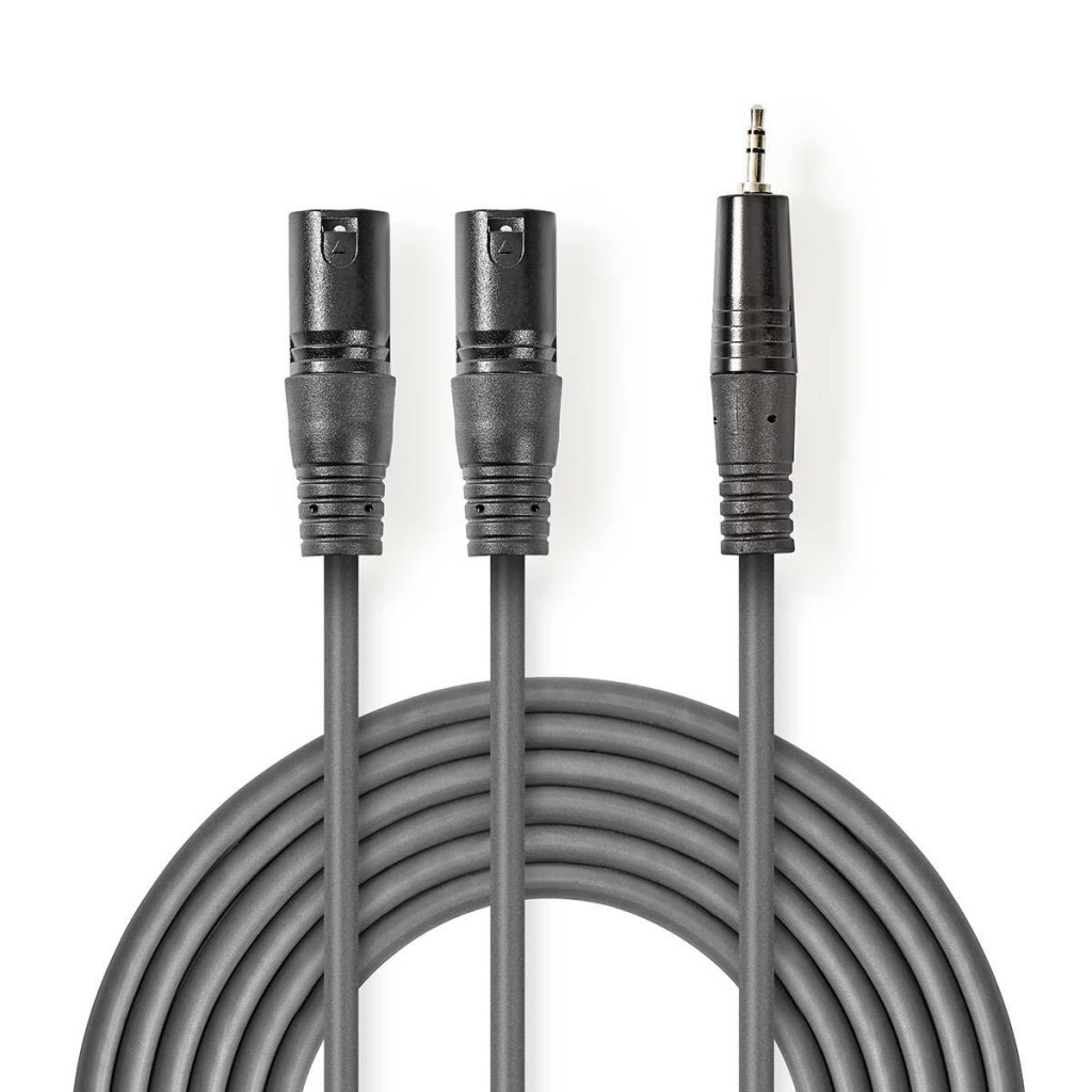 Nedis COTH15310GY30 Xlr-audiokabel 2x Xlr 3-pins Male - 3,5 Mm Male 3,0 M Grijs afbeelding
