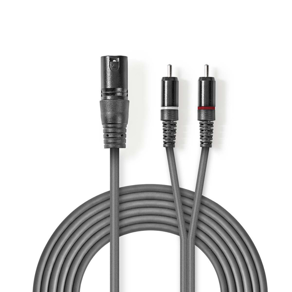 Nedis COTH15200GY15 Xlr-audiokabel Xlr 3-pins Male - 2x Rca Male 1,5 M Grijs afbeelding