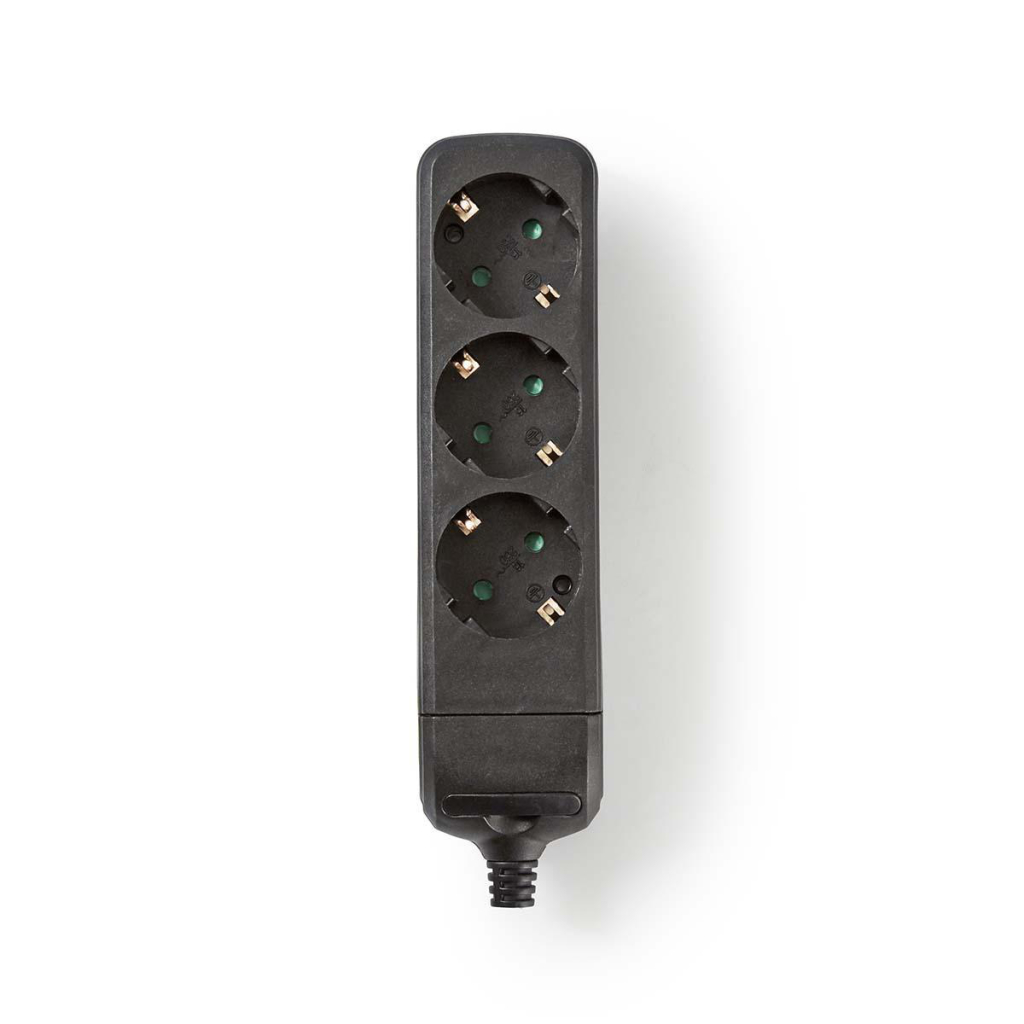 Nedis EXSO300F1BK Stekkerdoos Beschermend Contact 3-weg Zwart afbeelding