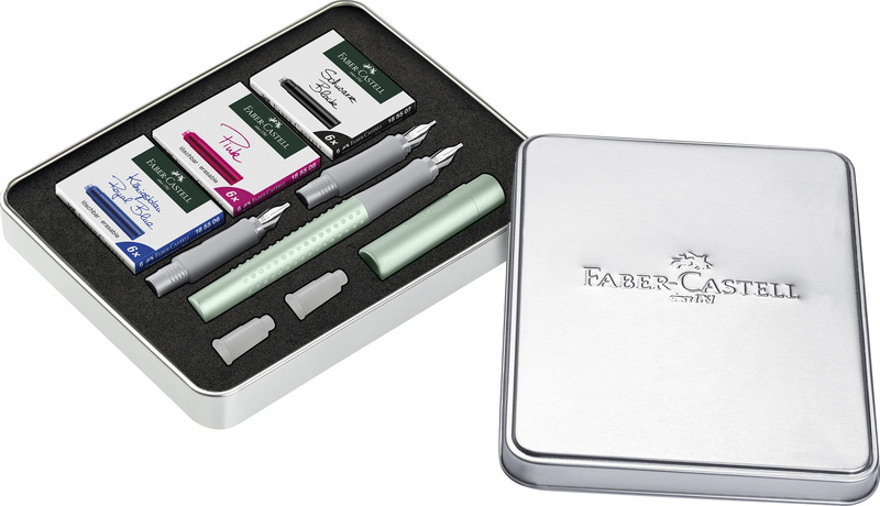 Faber-Castell kalligrafietset - Grip Pearl mint - penpunt 1.1 / 1.4 / 1.8 - 3 doosjes inktpatronen - FC-201513
