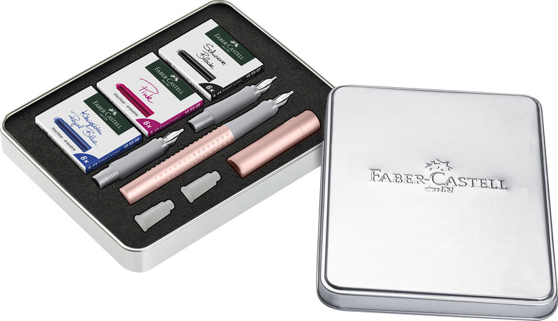 Faber-Castell kalligrafietset - Grip Pearl roze - penpunt 1.1 / 1.4 / 1.8 - 3 doosjes inktpatronen - FC-201514
