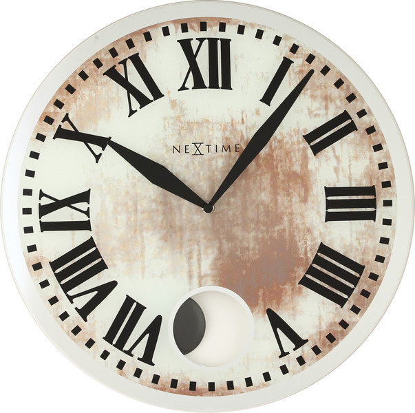NeXtime NE-8162 Wandklok Dia. 43 X 4.2 Cm, Glas, Wit, &apos;Romana&apos; afbeelding