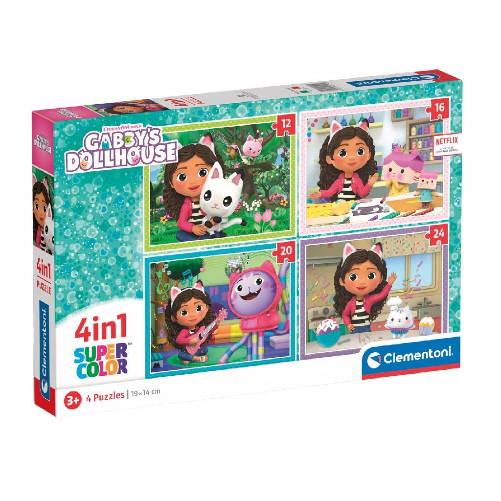 Clementoni - Gabby’s Dollhouse Legpuzzel - Gabbys Poppenhuis Kinderpuzzel - 4 Puzzels van 12 tot 24 Stukjes - 3-6 jaar