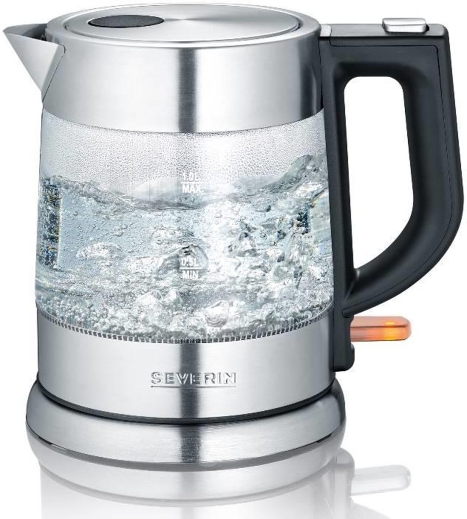 Severin WK3468 Waterkoker RVS/Glas 1L 2200W afbeelding
