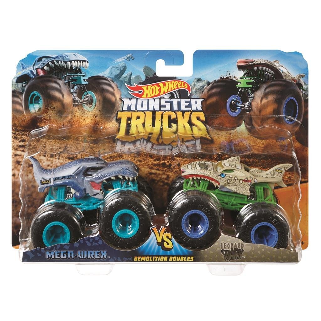 Hot Wheels Monster Trucks Mega Wrex vs Leopard Shark - Cadeauset 2 Auto's 1:64