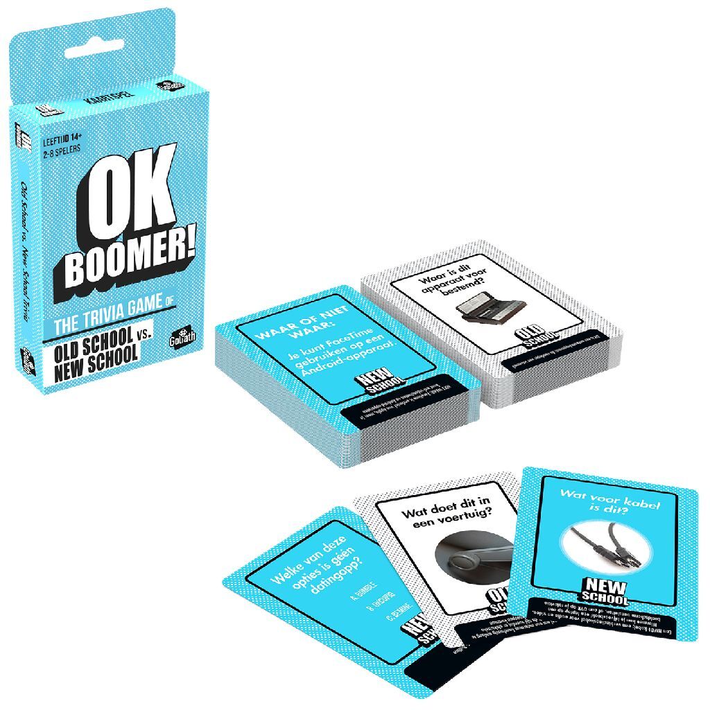 OK Boomer! - pocket versie - kaartspel - the trivia game of old school vs. new school - Goliath - eco friendly