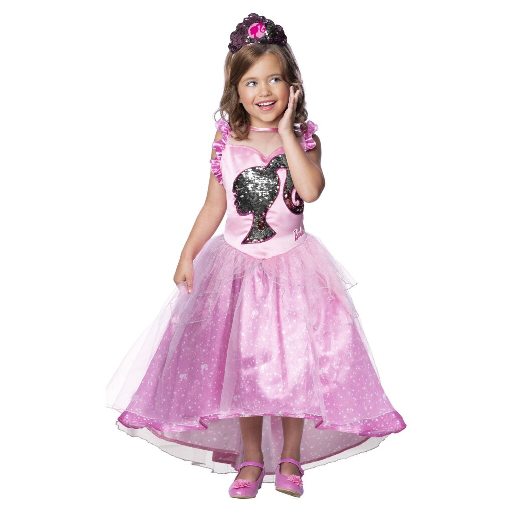 Rubies - Barbie Kostuum - Kinder Princess Barbie Kostuum Meisje - roze,zwart - Maat 128 - Carnavalskleding - Verkleedkleding