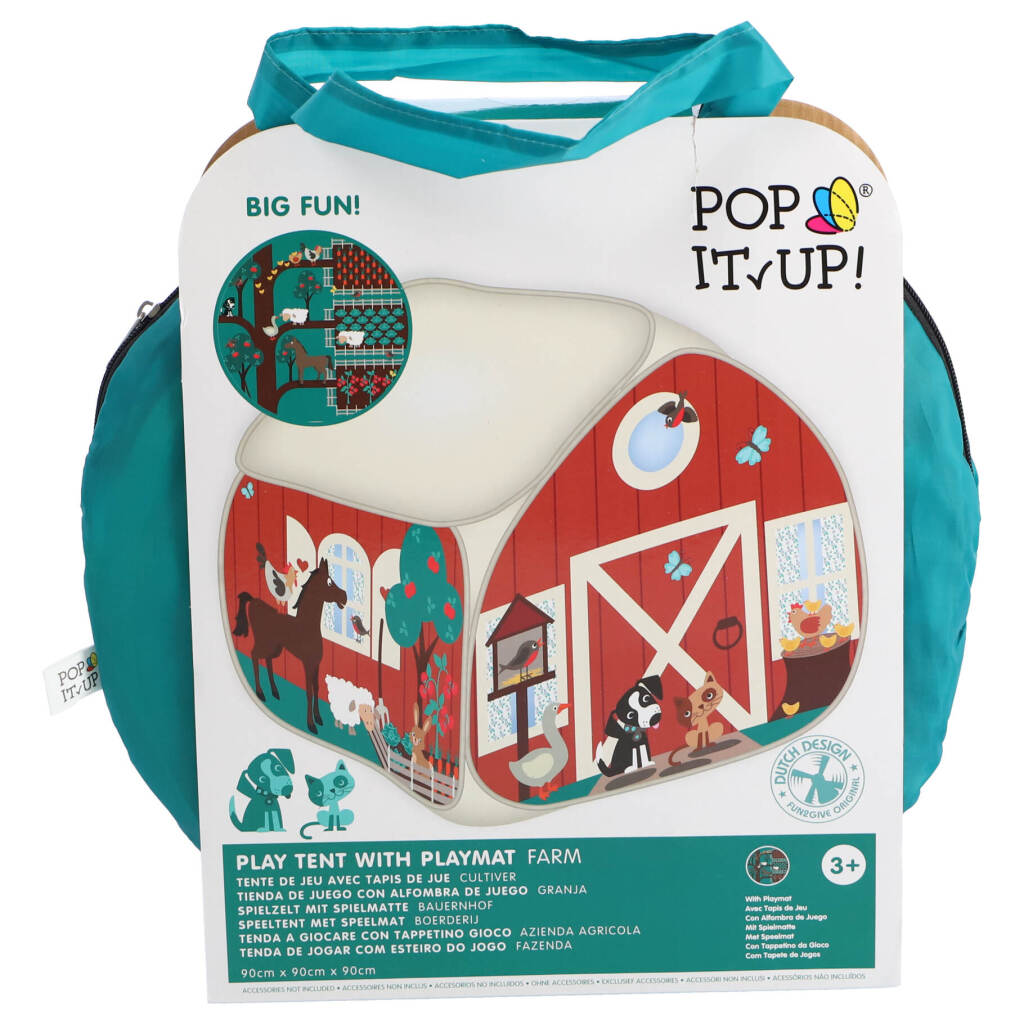 Pop-it-Up pop up speeltent kinderen Boerderij - 90x90x90 cm