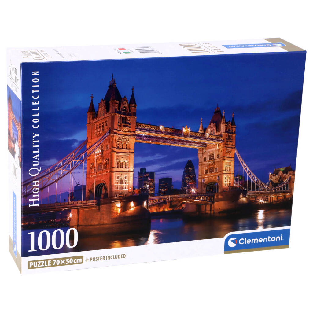 Clementoni - Puzzel 1000 High Quality Collection Tower Bridge at Night, Puzzel Voor Volwassenen en Kinderen, 14-99 jaar, 39772, Compact box