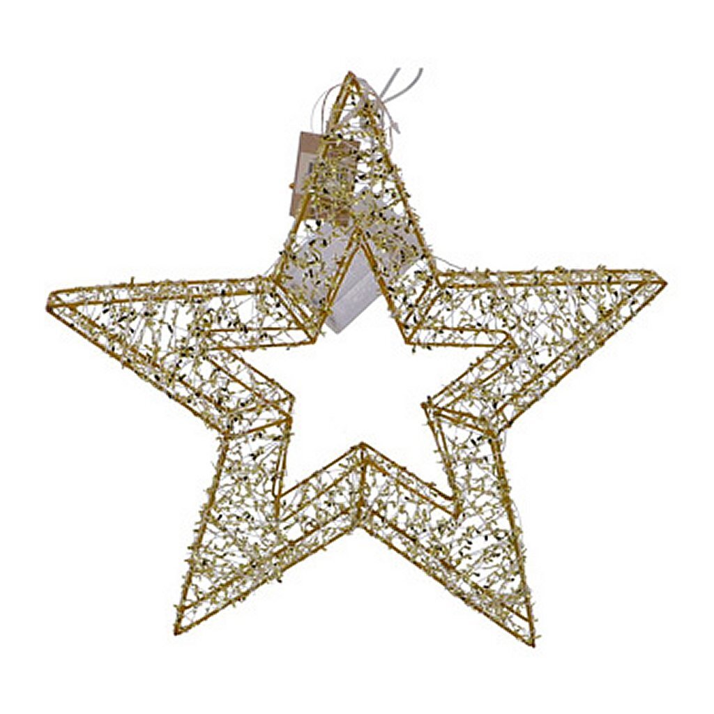 House of Seasons Kerstster Hangend Goud 15 LEDs Batterij 35x4 cm