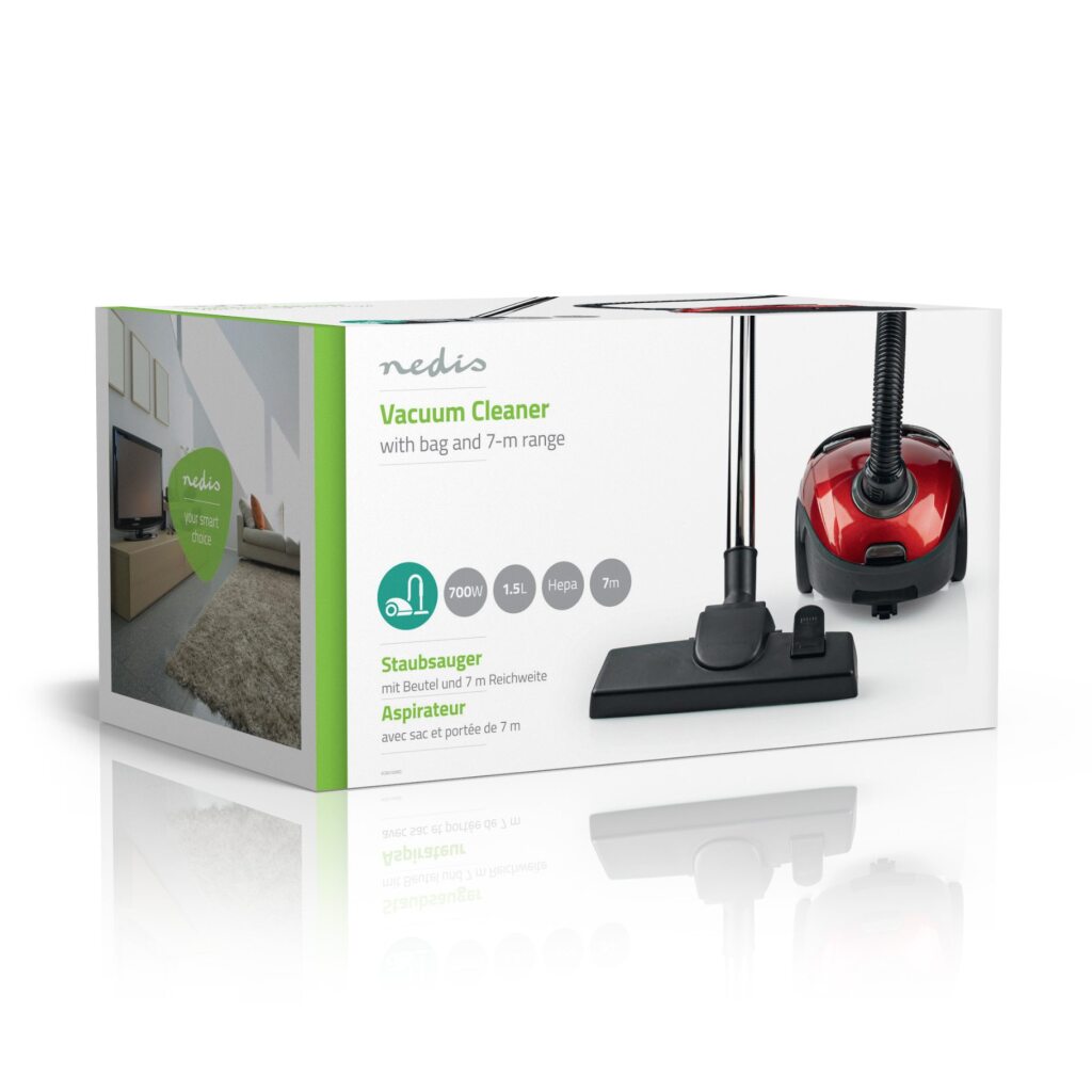 Nedis Stofzuiger 1.5L 700W Rood/Zwart afbeelding