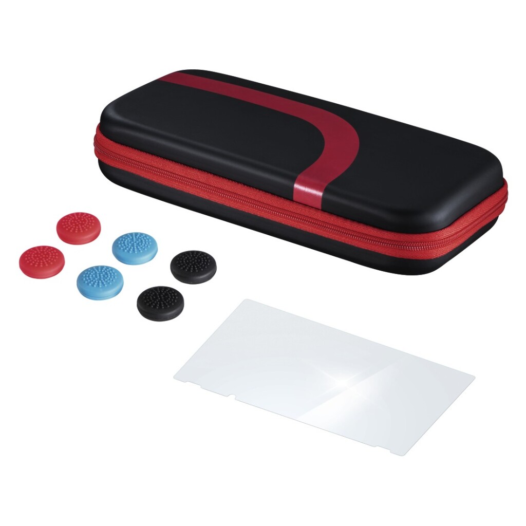 Hama Set (tas,beschermglas,control-opzetstukken) Voor N. Switch,zwart/rood