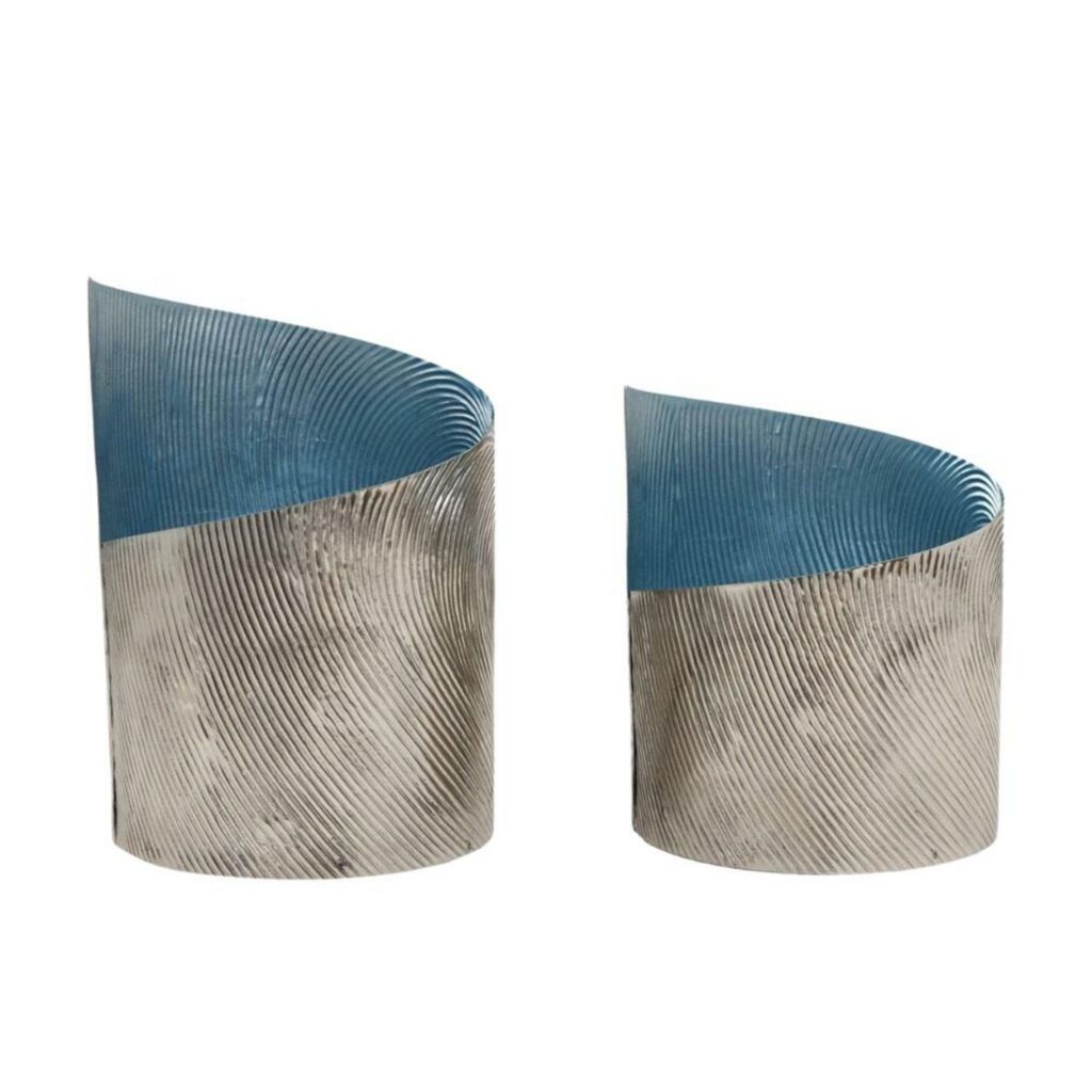 Theelichthouders 2 Stuks Savy Blue/Metaal