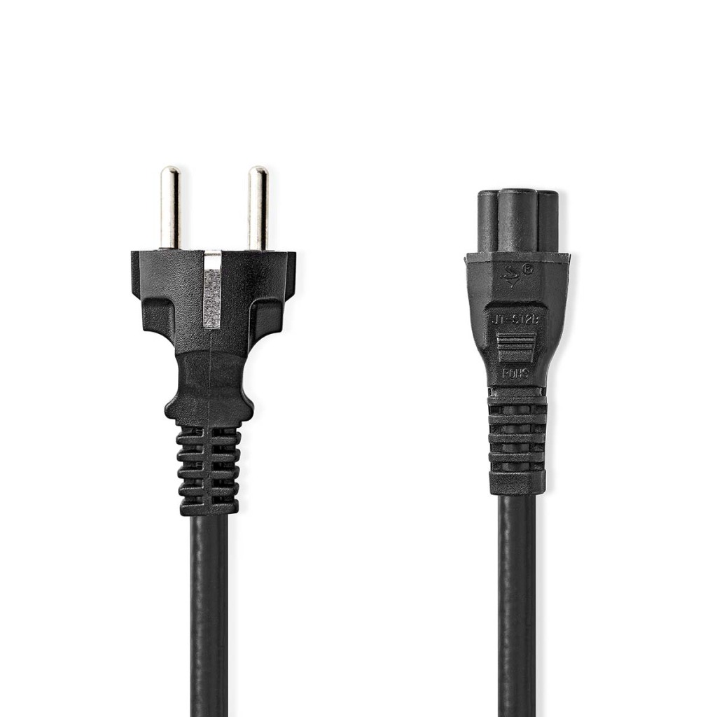 Nedis CEGL10130BK50 Stroomkabel Type F (cee 7/7) Male Iec-320-c5 Recht Recht Vernikkeld 5.00 M Rond Pvc Zwart Label