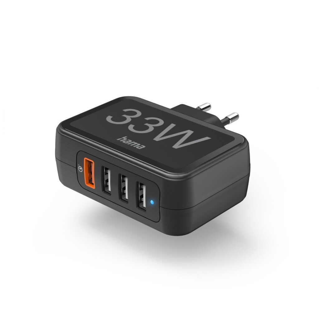Hama Snellader 4 Poorten Qualcomm® 3.0 4x USB-A 33 W Zwart afbeelding