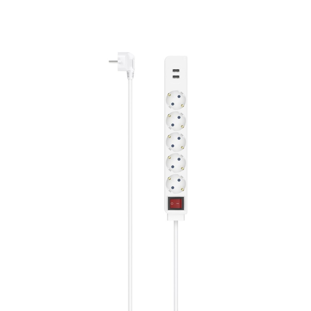 Hama Stekkerdoos 5-voudig USB-A 17W Schakelaar 1,4 M Wit afbeelding