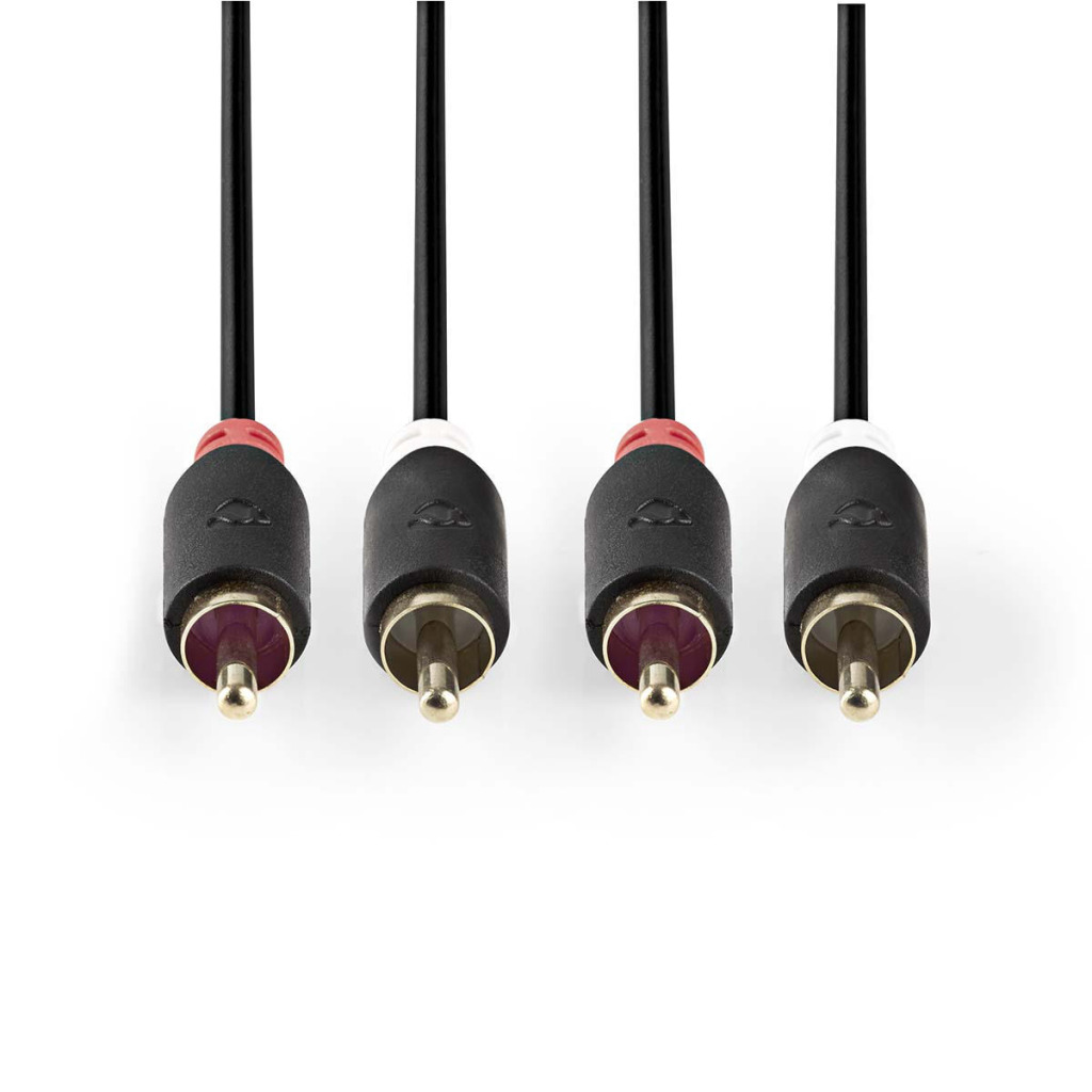 Nedis CABW24200AT100 Stereo Audiokabel 2x Rca Male - 2x Rca Male 10 M Antraciet