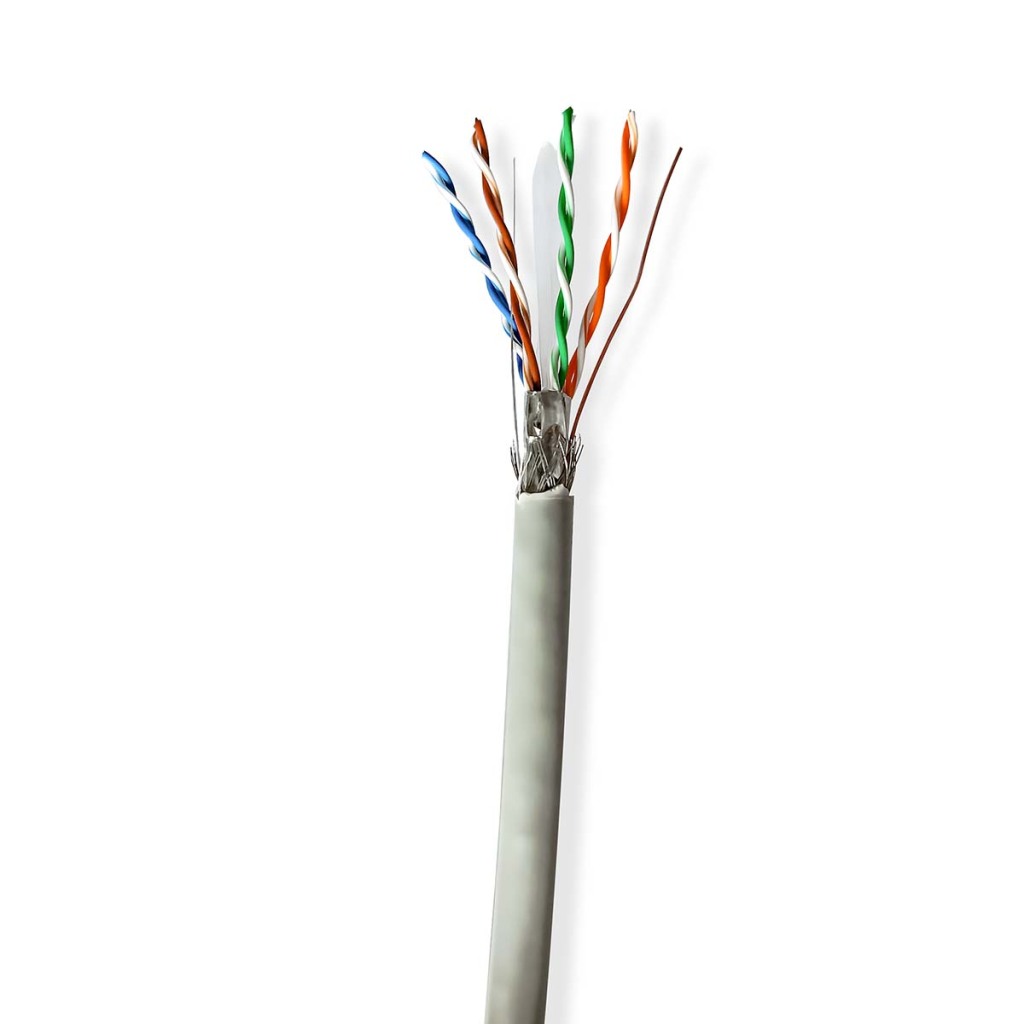 Nedis CCBG8524GY305S Netwerk Kabel Rol Cat6 Solid S/ftp Cca 305.0 M Binnenshuis Rond Pvc Grijs Trekdoos