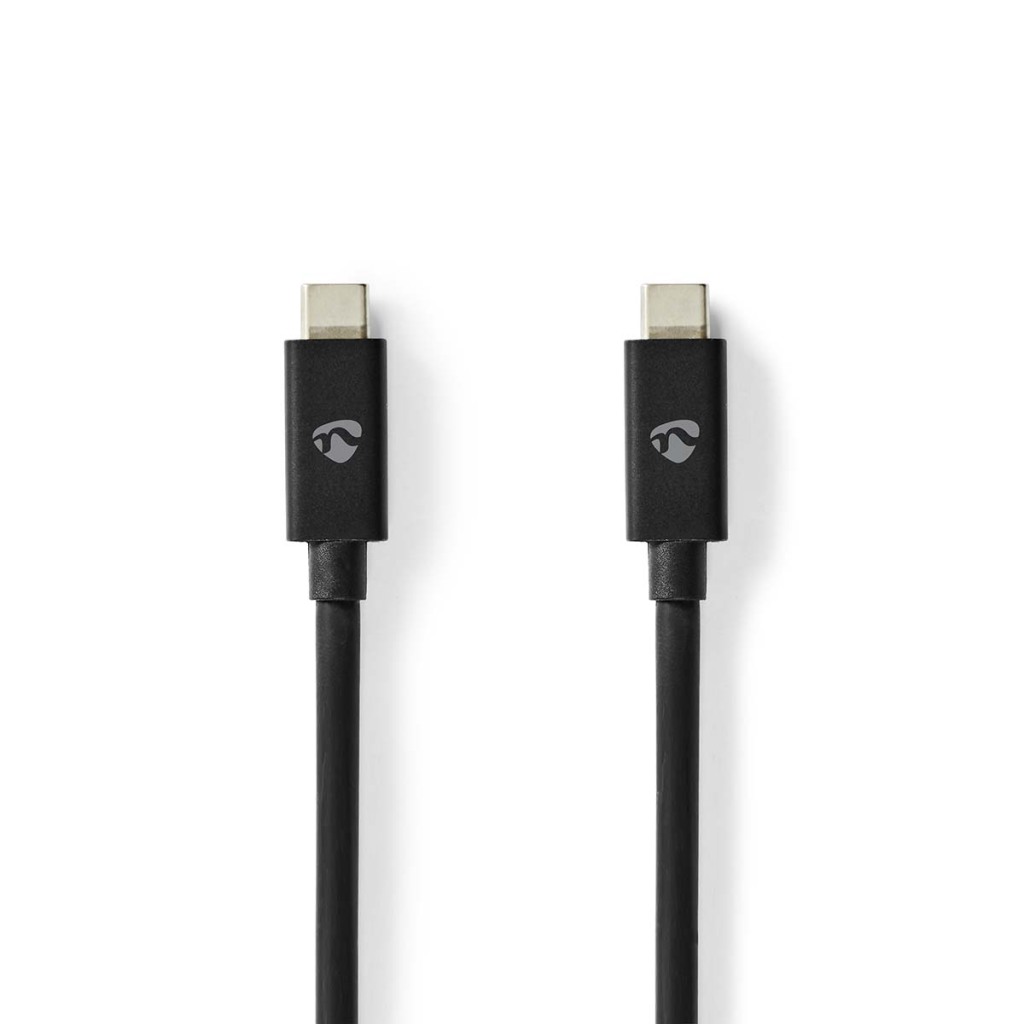 Nedis CCGP66020BK20 Usb-kabel Usb 4.0 Gen 2x2 Usb-c™ Male Usb-c™ Male 240 W 8k@60hz 20 Gbps Vernikkeld 2.00 M Rond Pvc Zwart Envelop