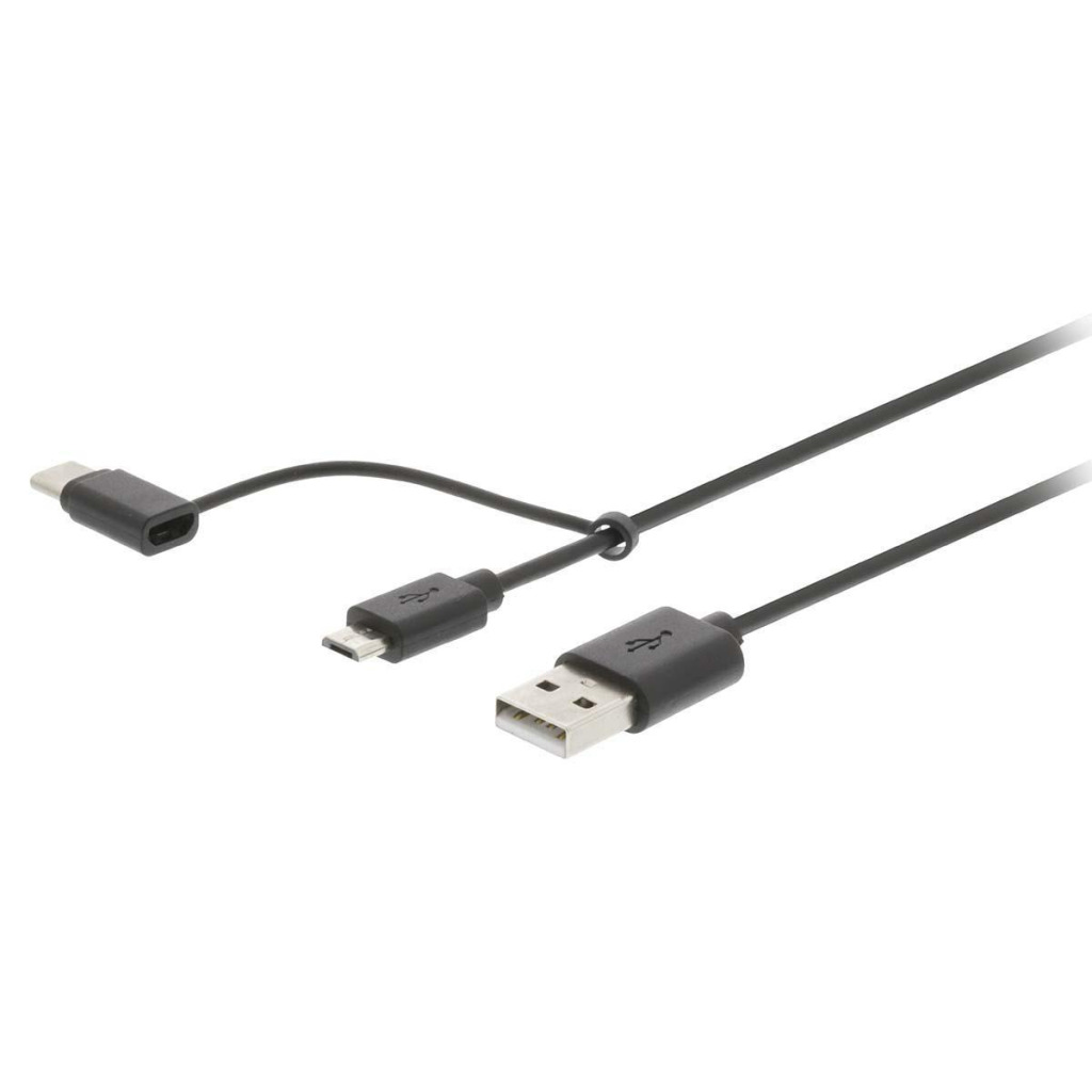 Nedis CCGB60610BK10 2-in-1 Sync- En Oplaadkabel Usb-a Male - Usb Micro-b / Type-c Male 1,0 M Zwart afbeelding