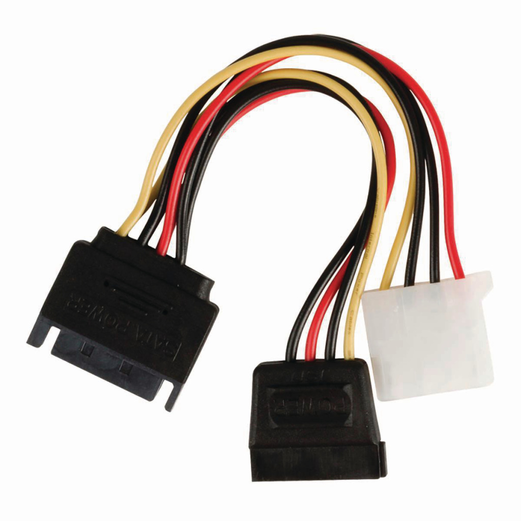 Nedis CCGP73555VA015 Interne Voedingskabel Sata 15-pins Male - Sata 15-pins Female + Molex Female 0,15 M Diverse afbeelding