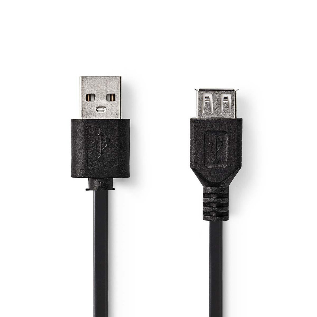 Nedis CCGP60010BK02 Usb 2.0-kabel A Male - A Female 0,2 M Zwart afbeelding