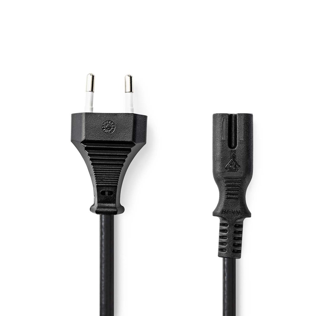Nedis CEGL11040BK10 Stroomkabel Euro Male Iec-320-c7 Recht Recht Vernikkeld 1.00 M Plat Pvc Zwart Label afbeelding