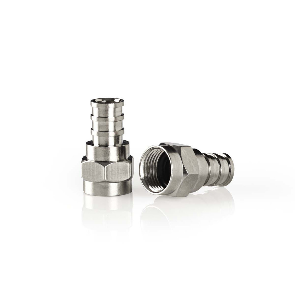 Nedis CSBW41913ME F-connector Weerbestendig Mannelijk - Voor 5,5 Mm Coaxkabels 2 Stuks Metaal