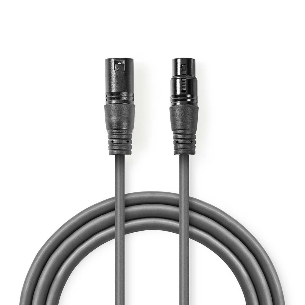 Nedis COTH15012GY10 Digitale Dmx-kabel 110 Ohm Xlr 3-pins Male - Xlr 3-pins Female 1,0 M Grijs