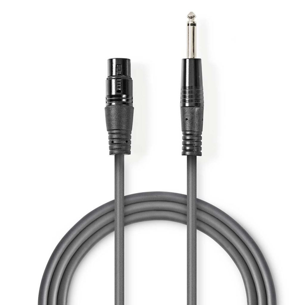 Nedis COTH15120GY30 Ongebalanceerde Audiokabel Xlr 3-pins Female 6,35 Mm Male Vernikkeld 3.00 M Rond Pvc Donkergrijs Kartonnen Sleeve
