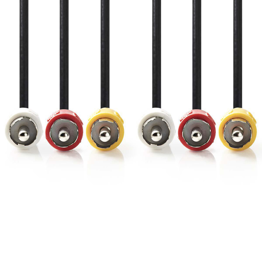 Nedis CVGP24300BK100 Composiet Videokabel 3x Rca Male - 3x Rca Male 10 M Zwart