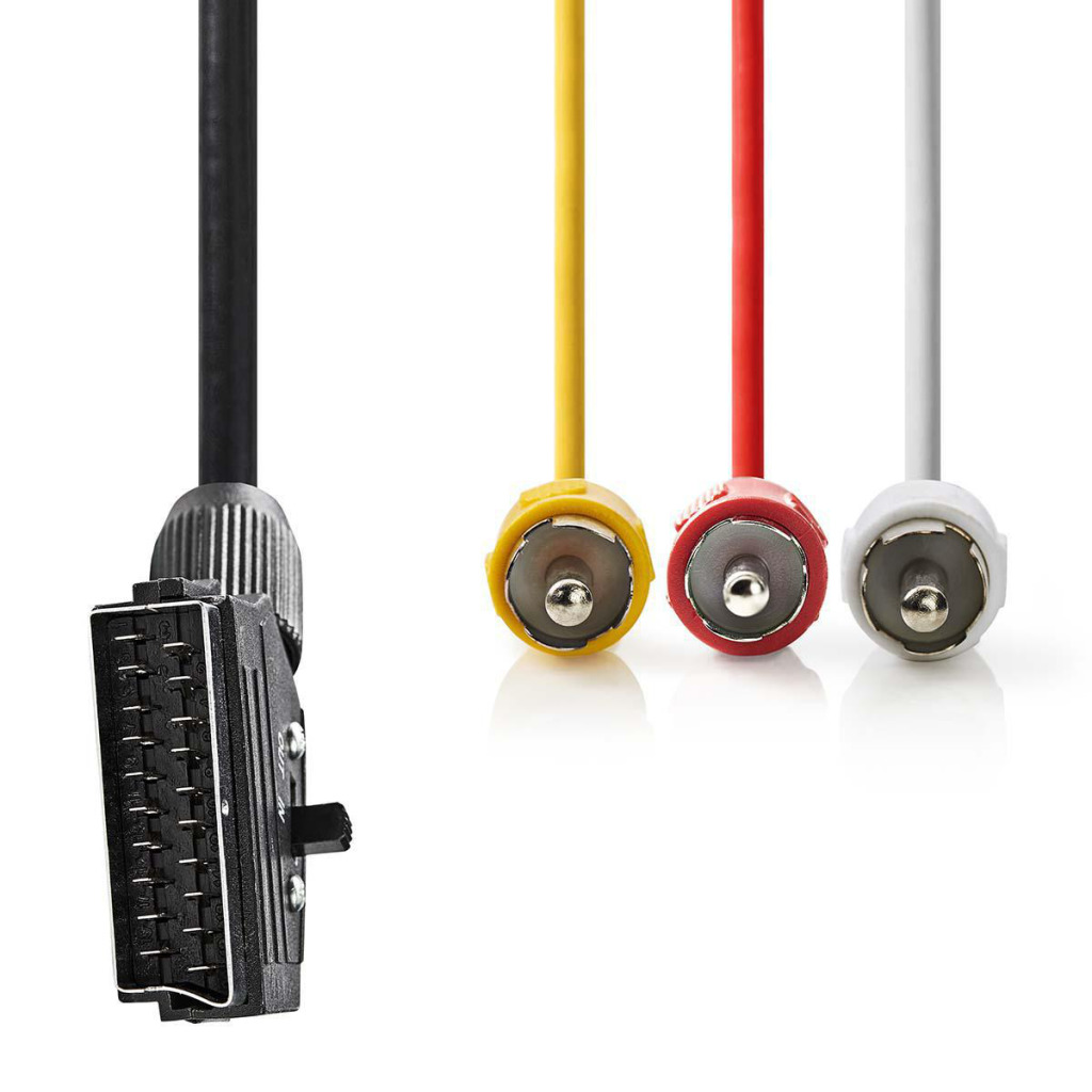 Nedis CVGP31130BK20 Schakelbare Scart-kabel Scart Male - 3x Rca Male 2,0 M Zwart