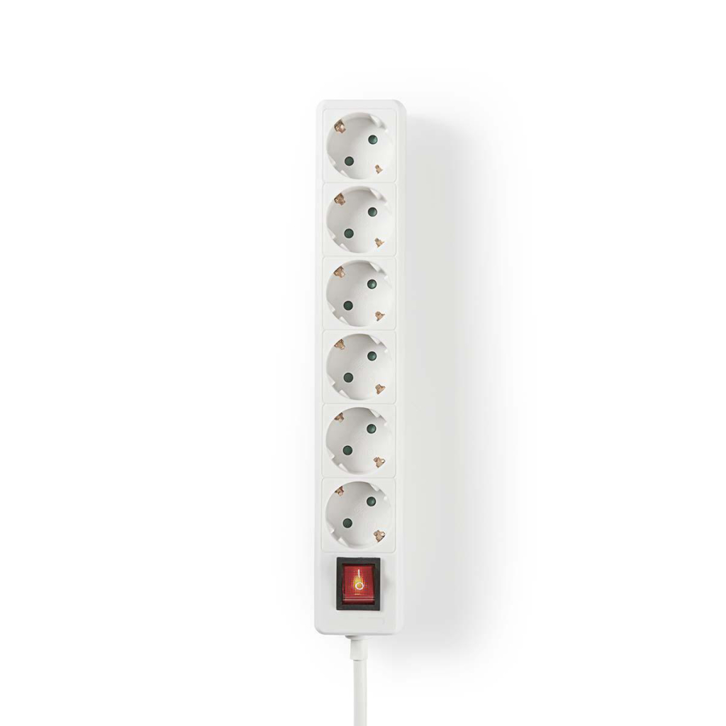 Nedis EXSO615F2WT Stekkerdoos Beschermend Contact Met Aan/uit-schakelaar 6-wegs 1,5 M Wit