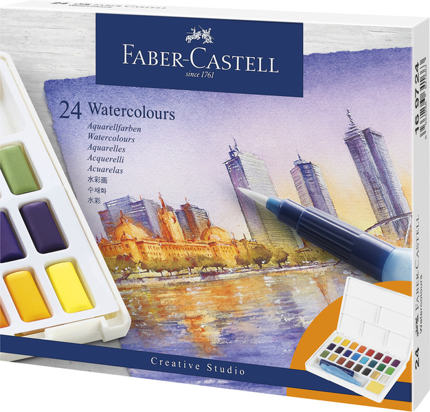 Faber Castell FC-169724 Waterverf Faber-Castell In Box Met 24 Kleuren afbeelding