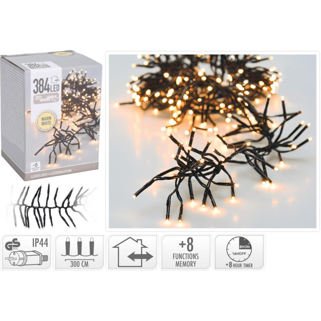 LED Clusterverlichting - 384 LED's - IP44 - 3 meter - Warm Wit - Kerst Decoratie