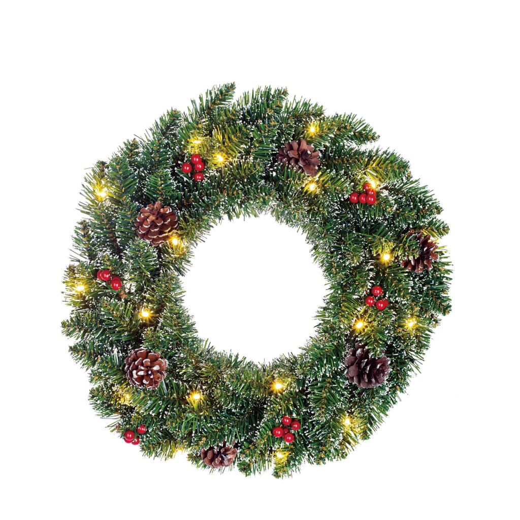 Creston Decoratie LED Krans 45 cm met 20 LEDs Groen afbeelding