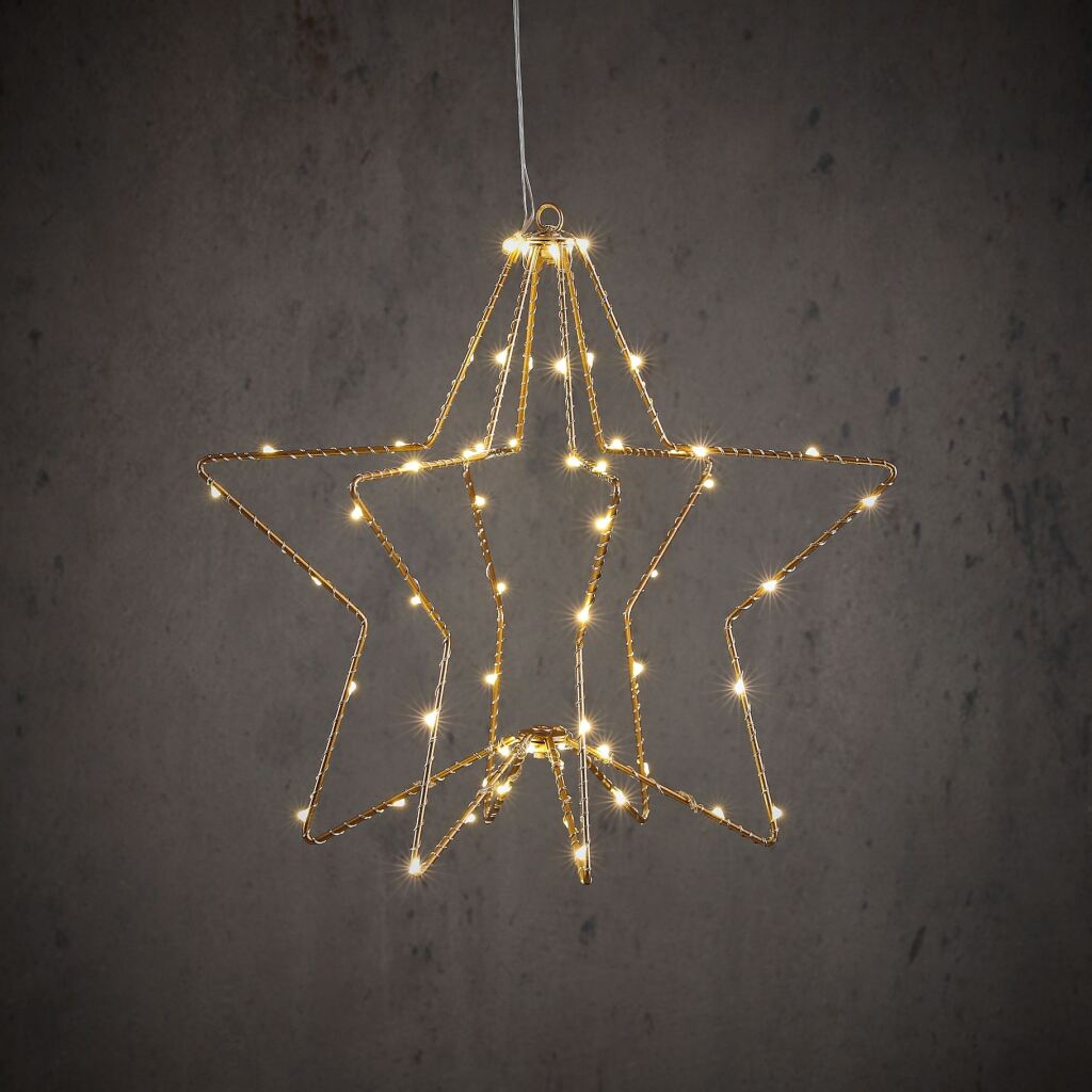 Ster Hangend 60 LEDs Warm Wit 32x30 cm Goud