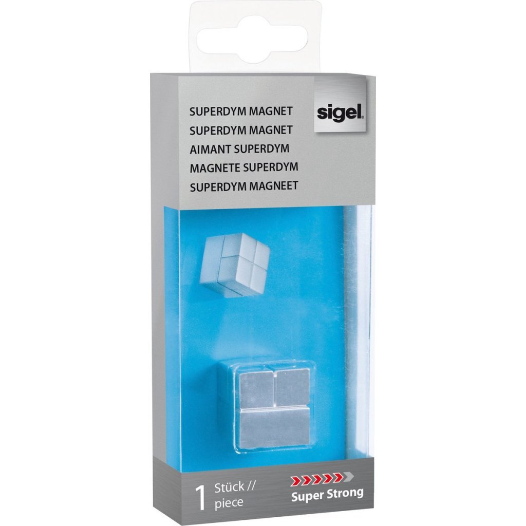 Sigel glasbord magneet - 20x20x20mm - C20 supersterk - zilver - SI-BA196