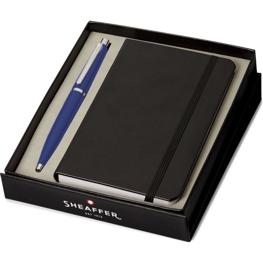 Sheaffer balpen giftset - VFM/G9401 - neon blue nickel plated - met A6 notebook - SF-G2940151-4