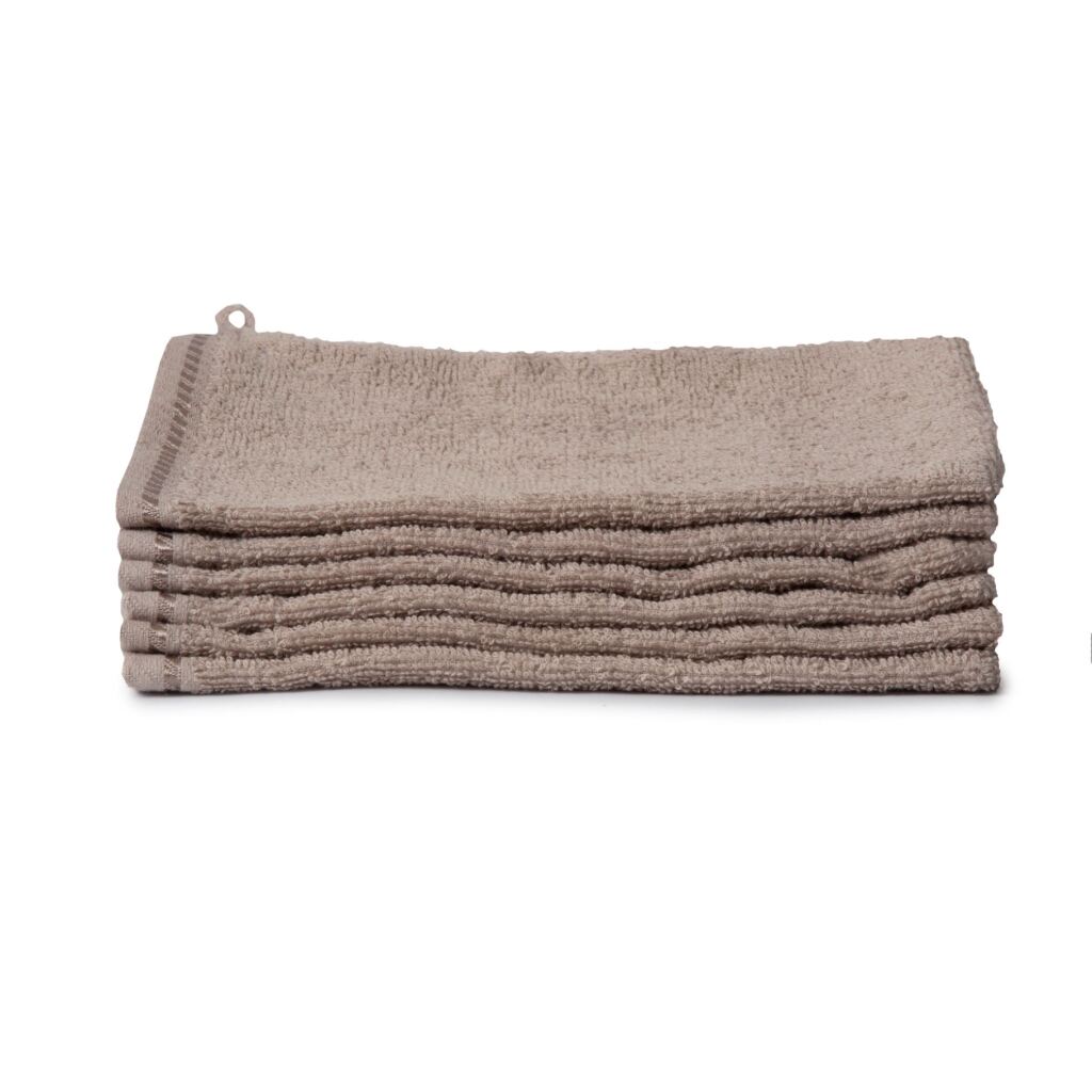 Ten Cate Washandjes 16x21 cm 6 Stuks Taupe/100% Katoen