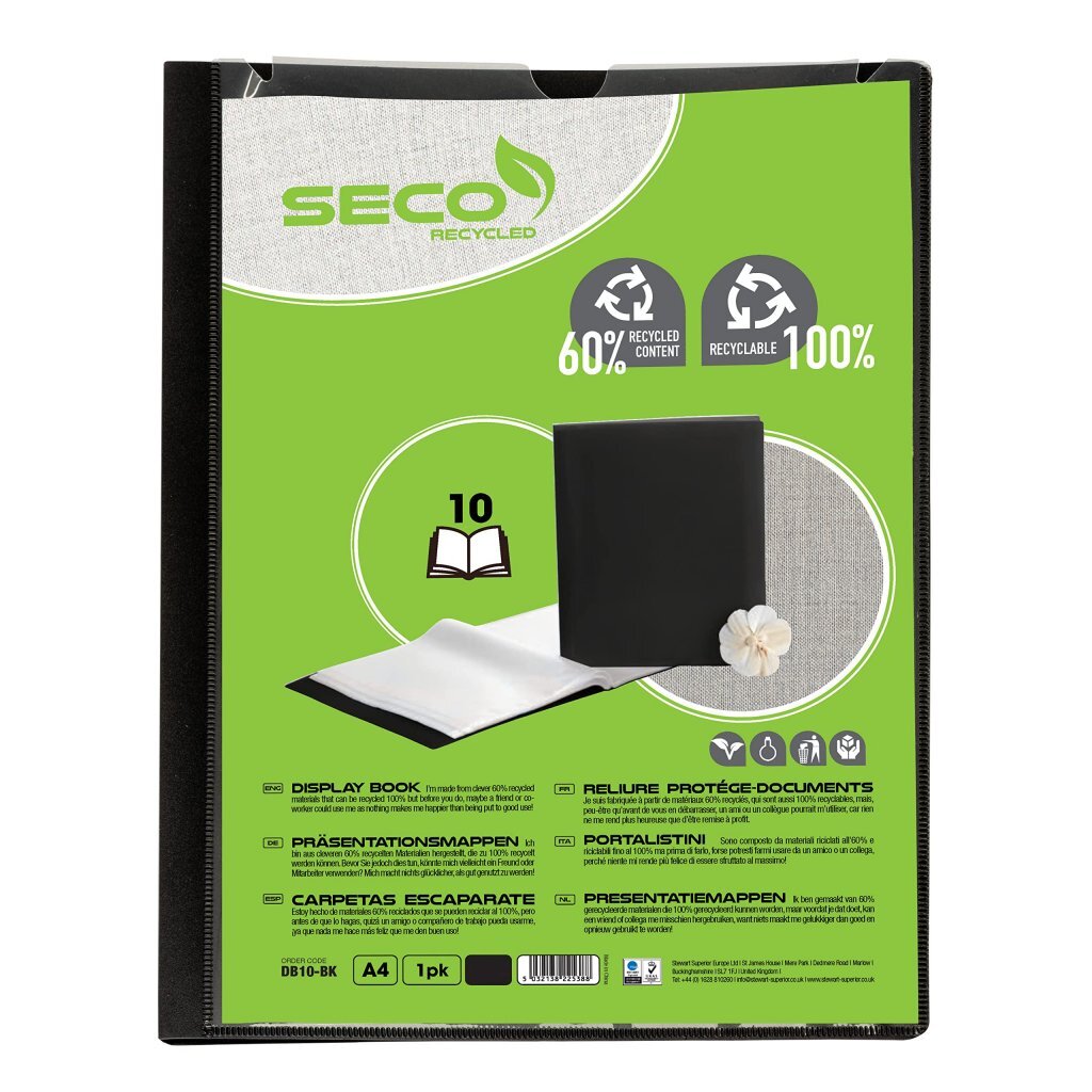 Seco showalbum - A4 - 10 tas - 50 micron - zwart - biologisch afbreekbaar - SE-DB10-BK