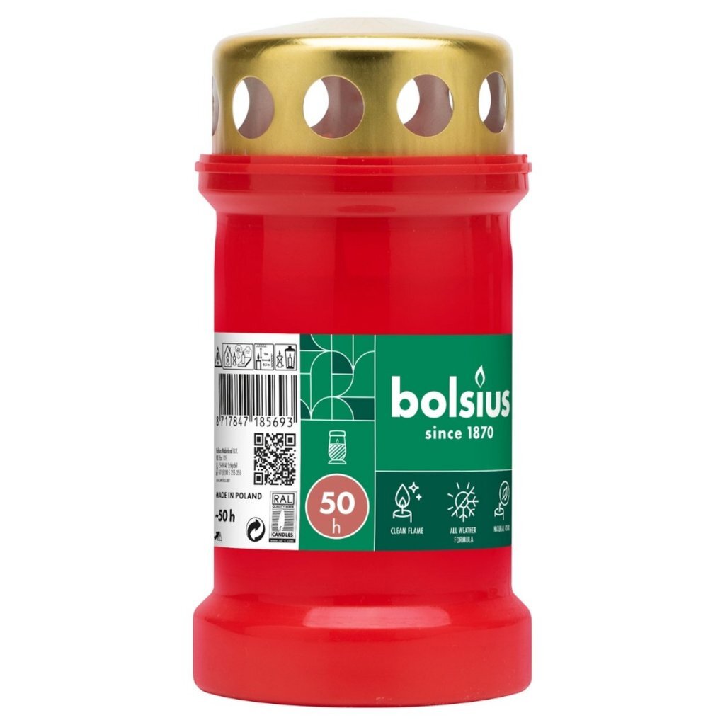 Bolsius Herdenkingskaars + Deksel Rood afbeelding