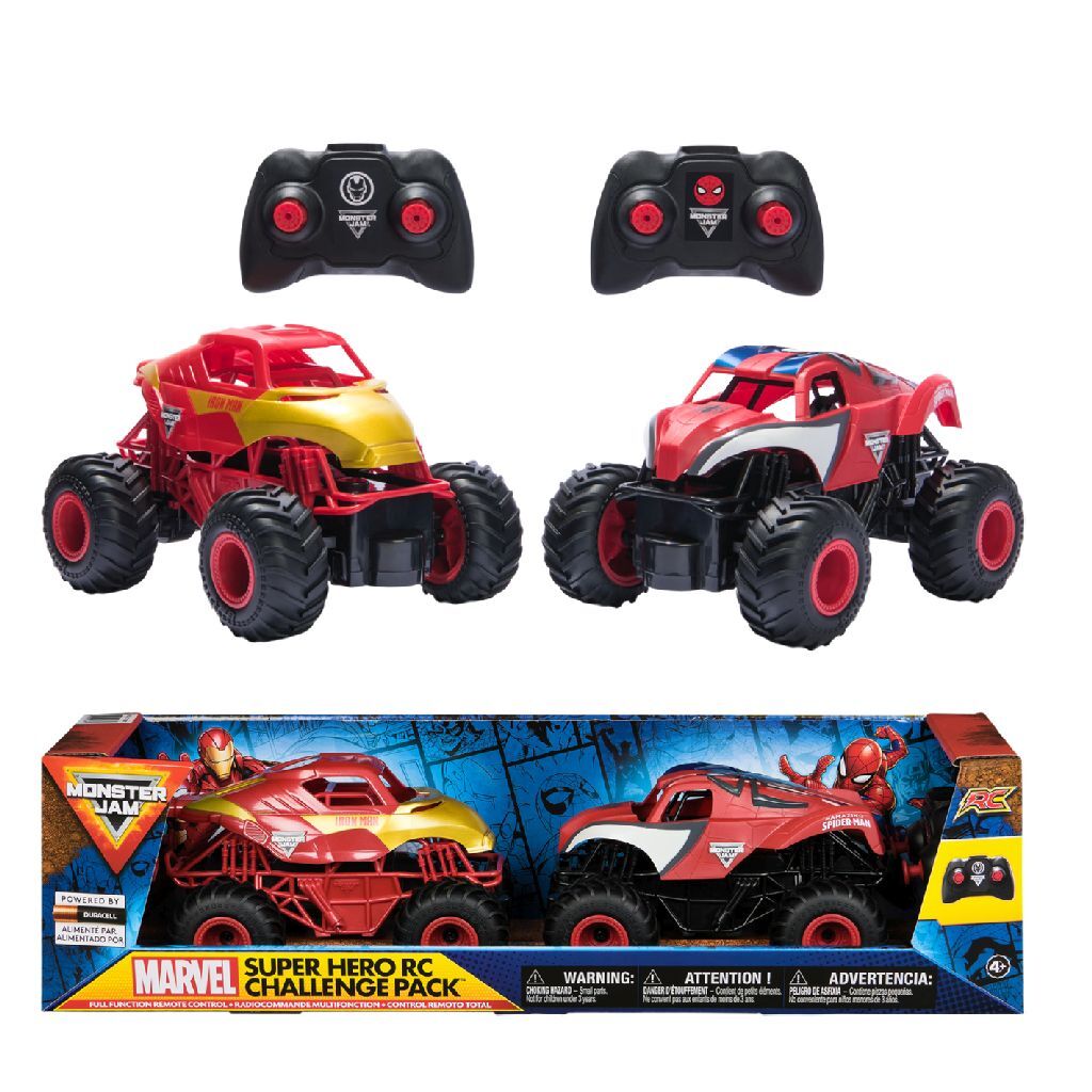 Monster Jam RC Marvel - Iron Man en Amazing Spider-Man - 2 op afstand bestuurbare monsterjamtrucks - schaal 1:24