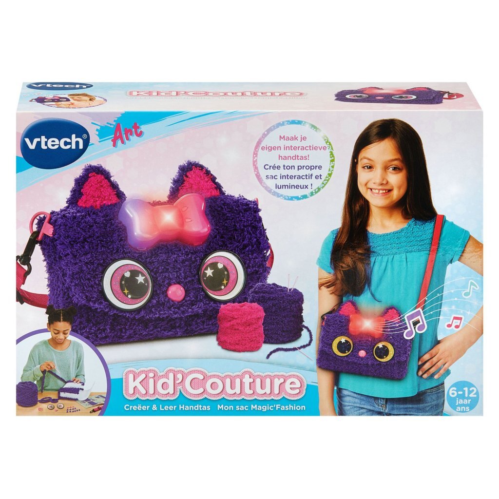VTech Kid'Couture Cat Creëer & Leer Handtas + Licht en Geluid Paars/Roze afbeelding